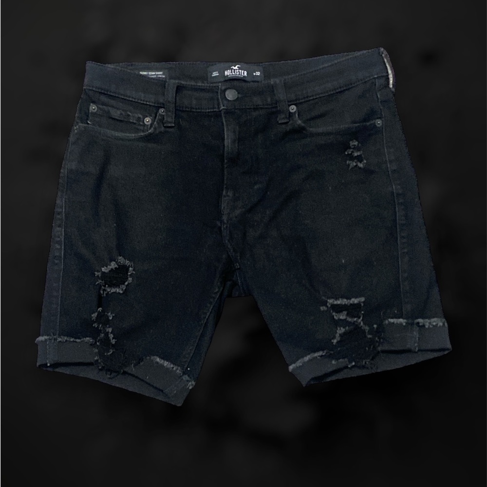 Black Ripped Denim Hollister Shorts